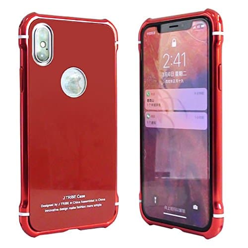 iPhone X Case , Metal iPhone Frame Armor sleeves with Soft Inner Bumper , SJTS Brand Raised Edge Protection Reinforced Camera Protection for 5.8 inches Apple iPhone X/10 Cover (Red)
