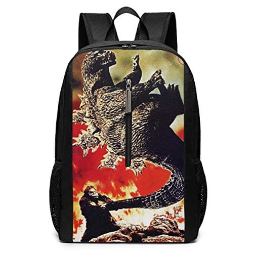 Go-dzilla VS King Kong Students Backpack 17"" Bookbag,Laptop Backpack College School Computer Bag For Kids