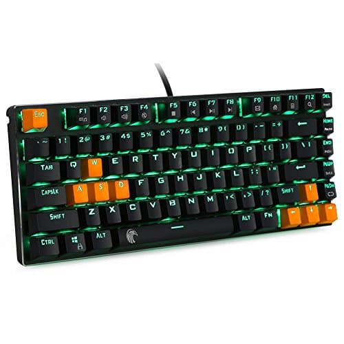 Easterntimes RGB 81 Keys Anti-Ghosting Mechanical Keyboard Colorful Backlit Gaming Keyboard with Blue Switches Transparent Light-permeable 9 DIY Key Caps Covers (Black)