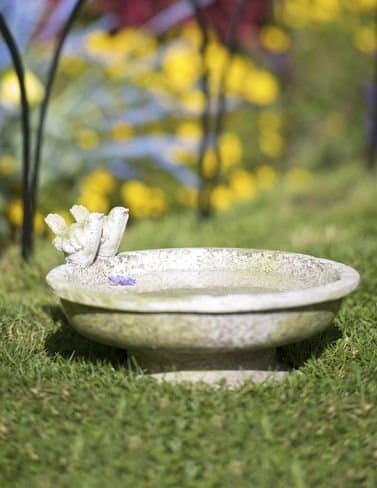 Petite Bird Bath with Finches