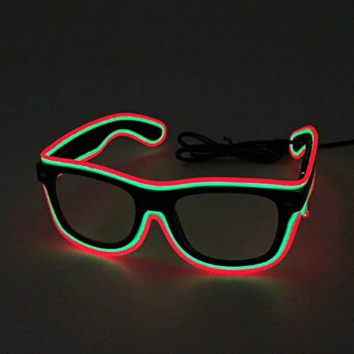 Two Colours EL Wire Glasses LED Rave Light Up Glasses Rave Glasses For Party Concert(Red/Green)