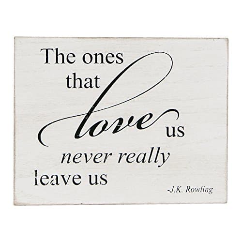 Love Never Really Leave Us Quote White 9 x 7 Inch Wood Hanging Wall Plaque Sign