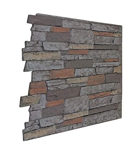 Faux Stone Wall Panel - Wide Stacked Stone Siding - Brighton Mountain Sky Color (48"W X 36"H X 1½"D)
