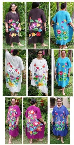 Batik Hand Painted Floral Full Size Caftan Kaftan Cover Up
