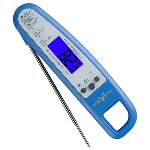 Instant Read Thermometer with Probe, Backlight & Magnetic Backing - Accurate Ultra-fast Digital Thermometer for Grill, Cooking, Baking and more ( LCD Display, Waterproof)