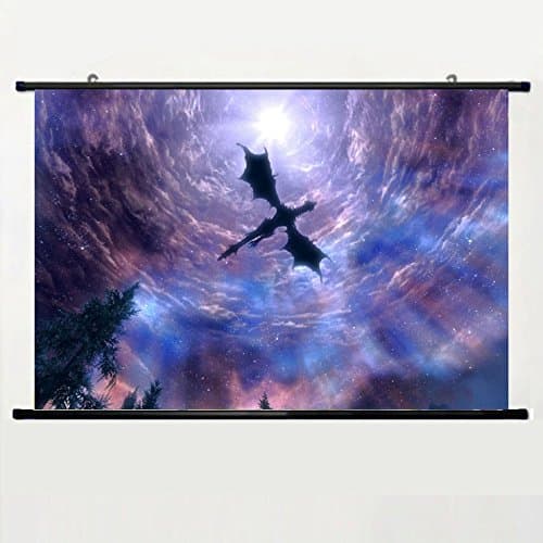 Home Decor Animation Art Cosplay Poster with Elder Scrolls Dragon Skyrim Dragon(2) Wall Scroll Poster Fabric Painting 24 X 16 Inch (60cm X 40 cm)