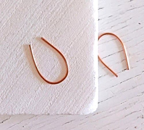 Copper14k Goldfilled Sterling Silver Brass Horseshoe Pull Through Small Open Hoop Earring. Bridesmaid Anniversary Christmas Birthday Gift for Her