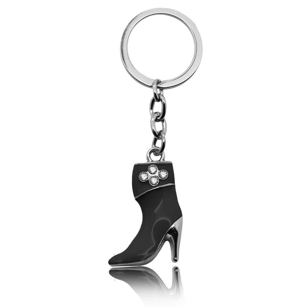 1 key ring chain keyfob high heel shoe boots strass rhinestone black
