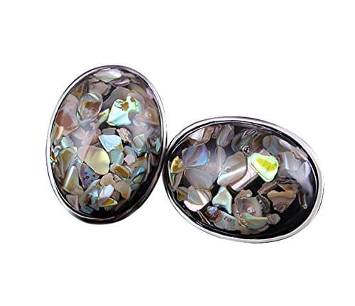 Yfnfxl Womens Vintage Stud Big Oval Stone Shell Earring Studs For Women (oval)
