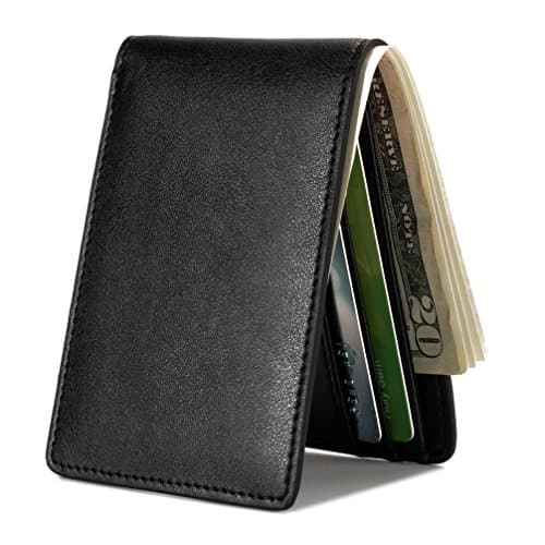 Mens Slim Front Pocket Wallet ID Window Card Case with RFID Blocking