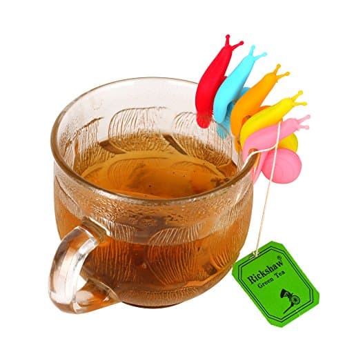 WildWave cute snail shape silicone tea bag holder cup mug drink markers,set of 5
