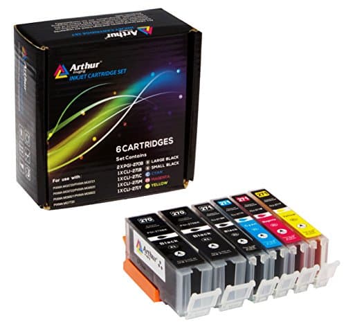 6 Pack Arthur Imaging Compatible Ink Cartridge Replacement for Canon PGI-270XL CLI-271XL (2 Large Black, 1 Small Black, 1 Cyan, 1 Yellow, 1 Magenta, 6-Pack)