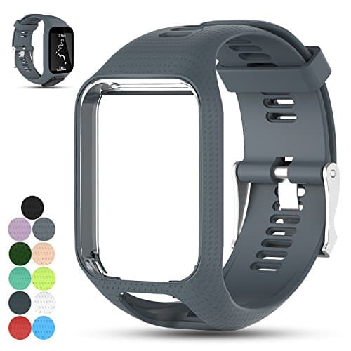 iFeeker Accessory Replacement Soft Silicone Gel Watch Band Wristband Strap Sport Bracelet for TomTom Runner 2/Runner3/Spark3 GPS Running Smartwatch