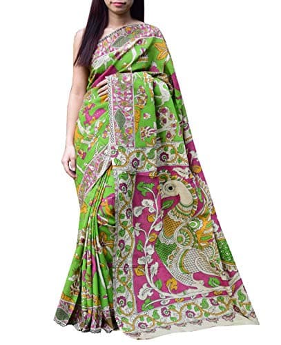 GiftPiper Kalamkari Silk Saree -Green