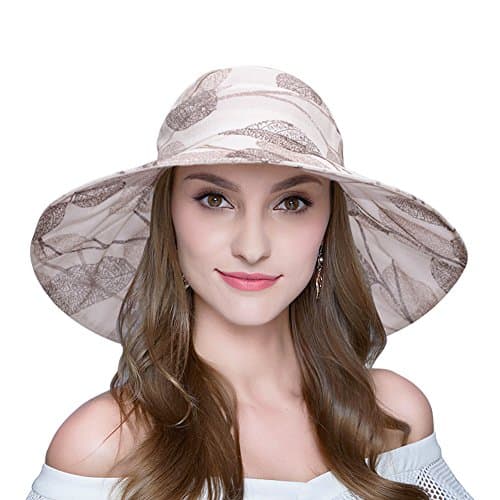 AOMUU Womens Summer Sun Hat UV Protection Packable Floppy Wide Brim Beach Hat