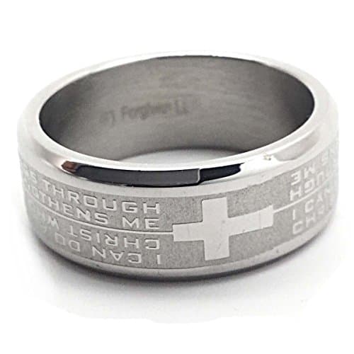 I Can Do Cross Stainless Steel Ring Size 10