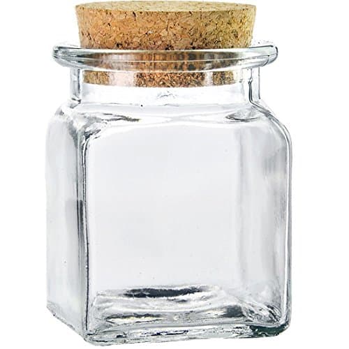 8.5oz Clear Recycled Glass Square Jar with Cork 3 3/4" Tall