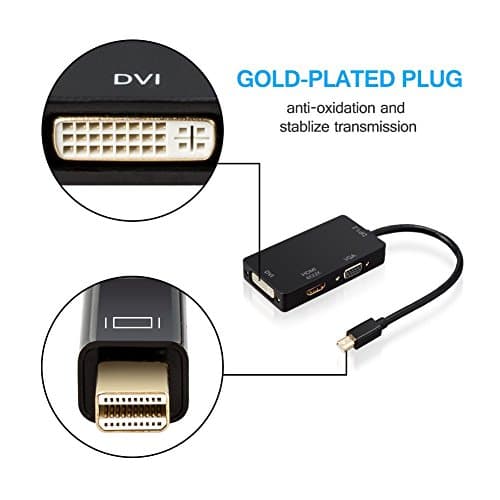 Mini displayport to 4k hdmi vga dvi Mini DP 1.2v (Thunderbolt) to HDMI/DVI/VGA Male to Female 3-IN-1 Adapter with Gold Plated Plug Support 4K (mini displayport 1.2V, HDMI/DVI/VGA)