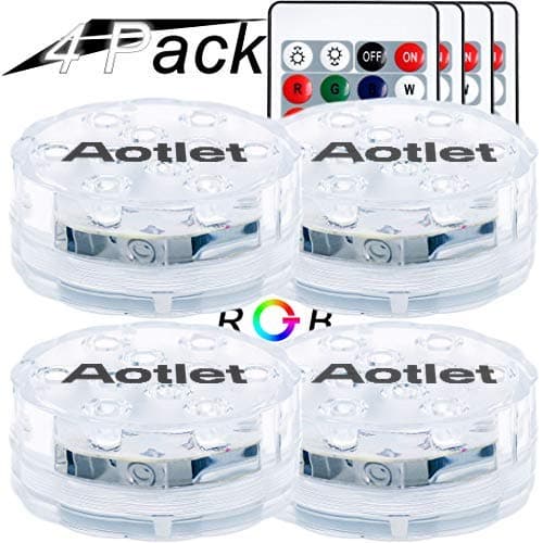 Hot Tub Lights Pool Lights Underwater with 10 LED Beads and 16 Colors, Waterproof Pond Lights with RF Remote and Suction Cups, Submersible LED Lights for Garden Pool Spa Aquarium Fish Tank Hot Tub