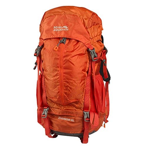 65L High-capacity Durable Lightweight Hiking Backpack with Rain Cover for Camping, Mountaineering, Travel, Daypack, Hiking- Orange