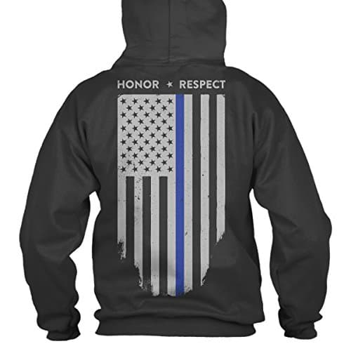 Thin Blue Line Flag Hoodie Sweatshirt, Law Enforcement