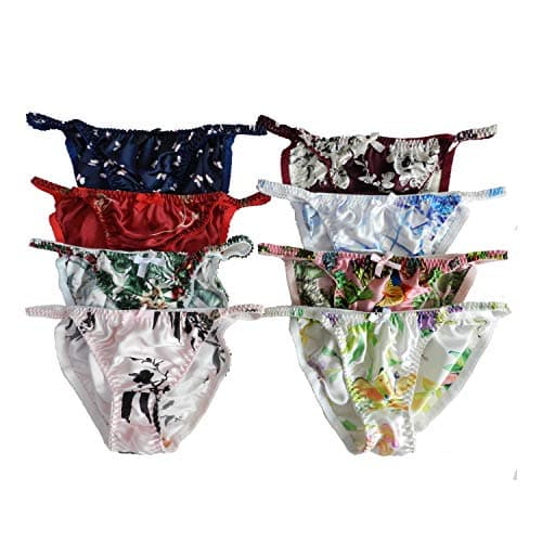 Panasilk Women's Silk String Bikini Flower 8 Pairs in One Economic Pack (26-41")