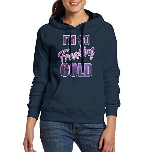 I'm Freaking Cold Women 3D Printing Pullover Popular Kangaroo Pocket Hoodie Sweatshirt Navy