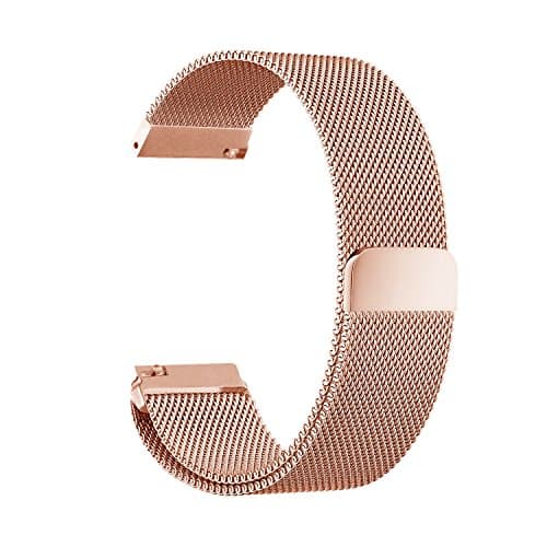 Cbin Quick Release Bracelet - Choice of Color and Width 14mm / 16mm / 18mm / 20mm / 22mm / 24mm Stainless Steel Fully Magnetic Closure Milanese Watch Bands for Men and Women (22mm, Rose gold)