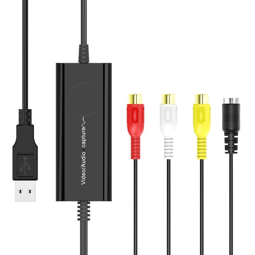 Ruibo Sike VHS to DVD USB Video Capture Card Digitise Video Analog to Digital Recorder RCA Composite S-Video Win 10 / MAC -Black