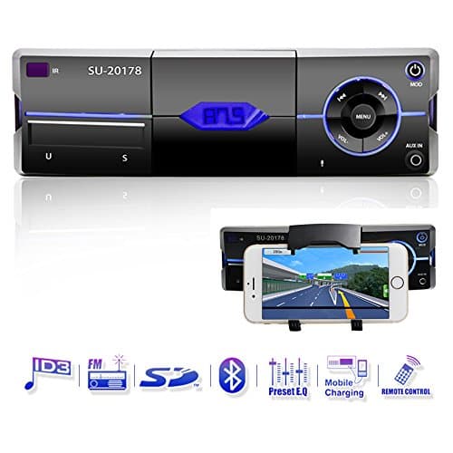Car Stereo With Phone Holder, Single Din In Dash Car Radio Audio Receiver Supports Bluetooth/18FM/MP3/USB/MMC/SD/Remote Control by Xshop