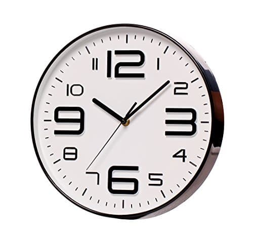 SonYo Indoor Big 3D Number Silent Wall Clock Silent Sweep Movement Wall Clocks Battery Operated 12 Inch Blackedge