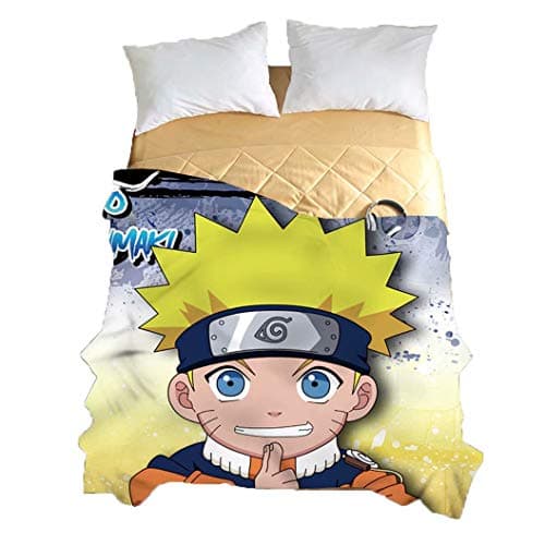 Fankeshi Anime Naruto Thin Quilts Throw Blanket 3D Print Cute Bedding Comforter Light Quilt Washable