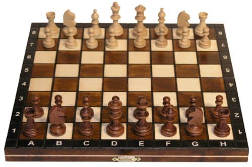 Wooden Magnetic Chess Set - 10 1/2" Folding Board - 2" King - Brown