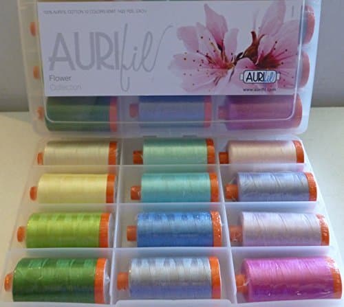 Aurifil Flower Collection Thread Assortment -12 Large Spools - Cotton All Purpose Thread