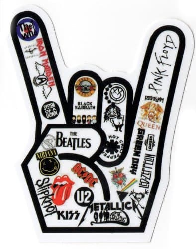 MUSIC ROCK HAND feat. Iron Maiden, Black Sabbath ACDC, U2 etc Sticker for Skateboards, Snowboards, Scooters, BMX, Mountain Bikes, Laptops, iPhone, iPod, Guitars etc.