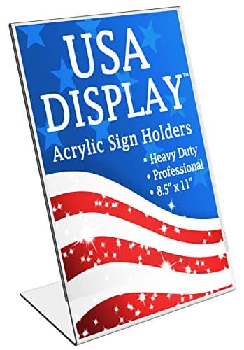 Vertical 8.5"w x 11"h Sign Holders Ad Frame Slant Back Clear Acrylic Sign Holder Plastic Brochure Holder Stand 8.5"W x 11"H Pack of 1