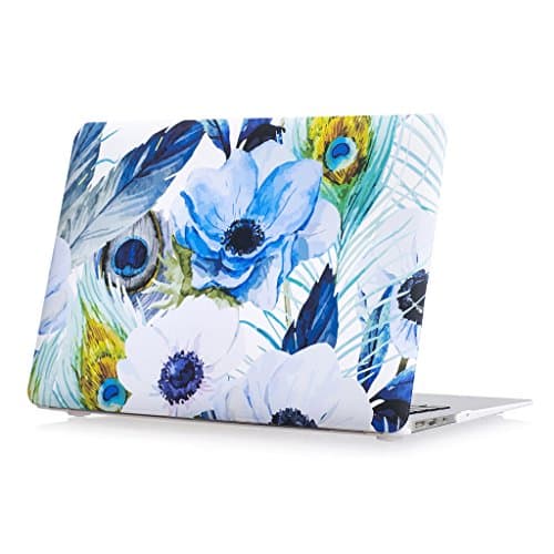 Coldel MacBook Pro 15 Retina Case (No CD-ROM Drive) Matte Rubber Coated Soft Touch Plastic Hard Case and Keyboard Cover for MacBook Pro 15 inch with Retina (Model: A1398)-Blue Feather