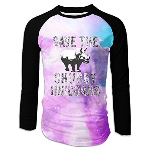 D4F Tee Save The Chubby Unicorns Mens Quick-Dry Funny Long Sleeve Shirt