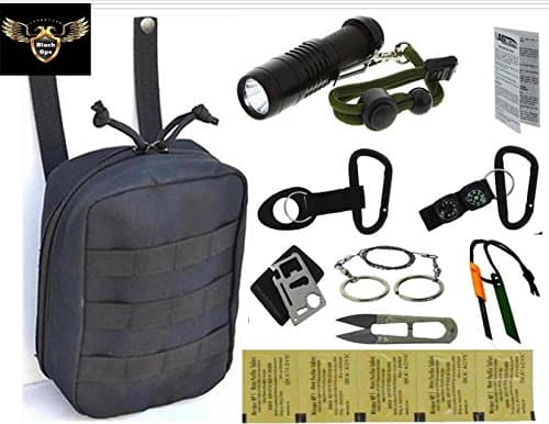 VAS BLACK OPS SURVIVAL PACK 3 W SURVIVAL FIRE STARTER, WHISTLE, SAW & 11N1 SURVIVAL TOOL PLUS KATADYN MICROPUR WATER PURICATION TABLETS & ON SALE W FREE BONUS