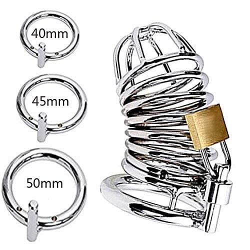 Male Stainless Steel Protective Device Hypoallergenic Ring, 3 Replaceable Collars - Suitable for Men of Any Size