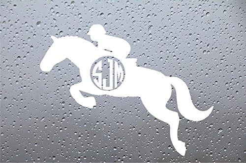 Horse Monogram Car Decal/Sticker (6 INCH, WHITE)