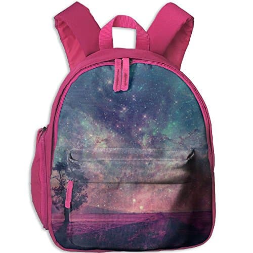 SarahKen Outer Space Galaxy NASA Furnished Elements Artwork And Lonely Tree Children School Bagpack Bag Pink 12.5"x 4"x 10.5"
