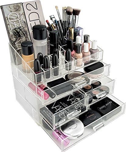 Supo Multi Grid Acrylic Makeup Organiser Transparent Plastic Makeup Cosmetic Storage Box Lipstick Nail Paint/Polish Holder Display Stand Organizer