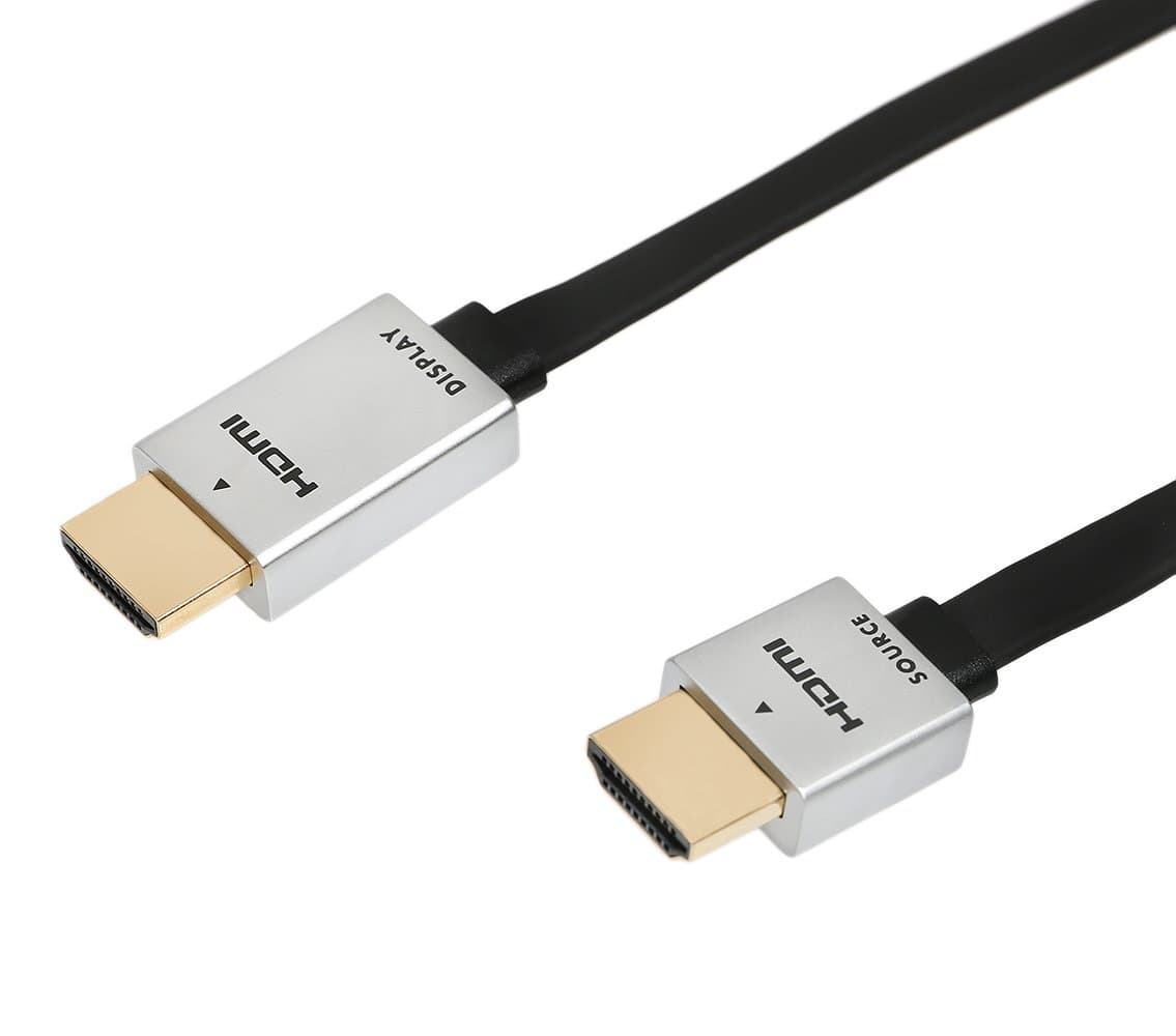 Ysimda Flat Ultra Slim Flexible Series Redmere Active HDMI 2.0 A to A High-Speed Cable, Metal Plug, 12ft, 18G, Supports Ethernet, 3D, 4K and Audio Return