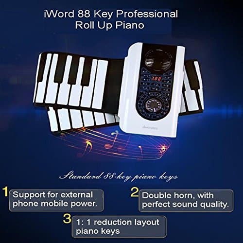 iWord 88 Key Professional Roll Up Electronic Piano With MIDI Keyboard For Musical Instruments Lover Gift