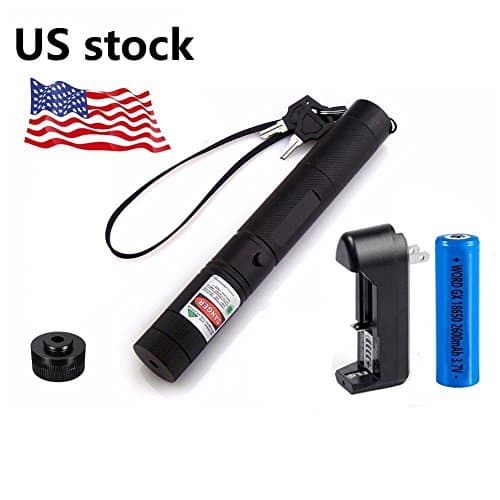 GD-303 Type Laser Torch Style Focusable High Power 532nm Green Beam Laser Pointer Lazer Projector Pen with 18650 Batteries & Charger