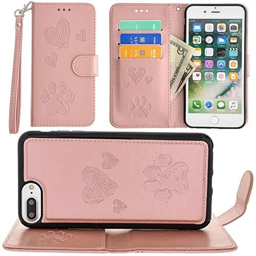 CellularOutfitter Apple iPhone 6 Plus/6s Plus/7 Plus Puppy Love Wallet - with Matching Detachable Magnetic Phone Case - Rose Gold