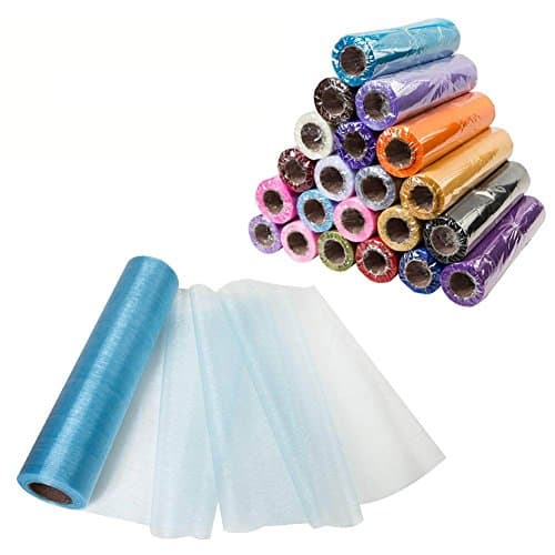 Meijuner 29CM Width X 25M Length Organza Roll Sashes Fabric Table Runner Chair Sashes Bow for Decoration (Sky Blue)