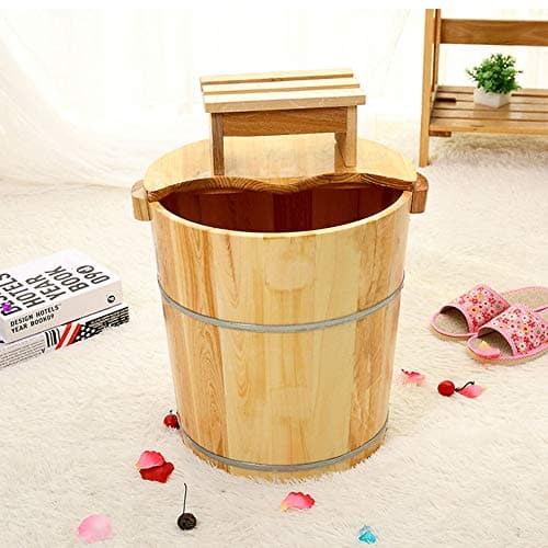 DUAN Foot Bath Barrel Solid Wood Natural Thicken Foot Spa Wooden Tub Household Insulation Steamed (364030cm),Woodenbarrel+lid+Stool