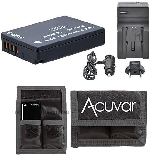 DMW-BCG10 Replacement Battery + Car/Home Charger For Panasonic DMC-TZ19, DMC-TZ20, DMC-TZ25, DMC-TZ27, DMC-TZ30, DMC-TZ31, DMC-TZ35, DMC-TZ65, DMC-3D1 & More. + Acuvar Battery Pouch